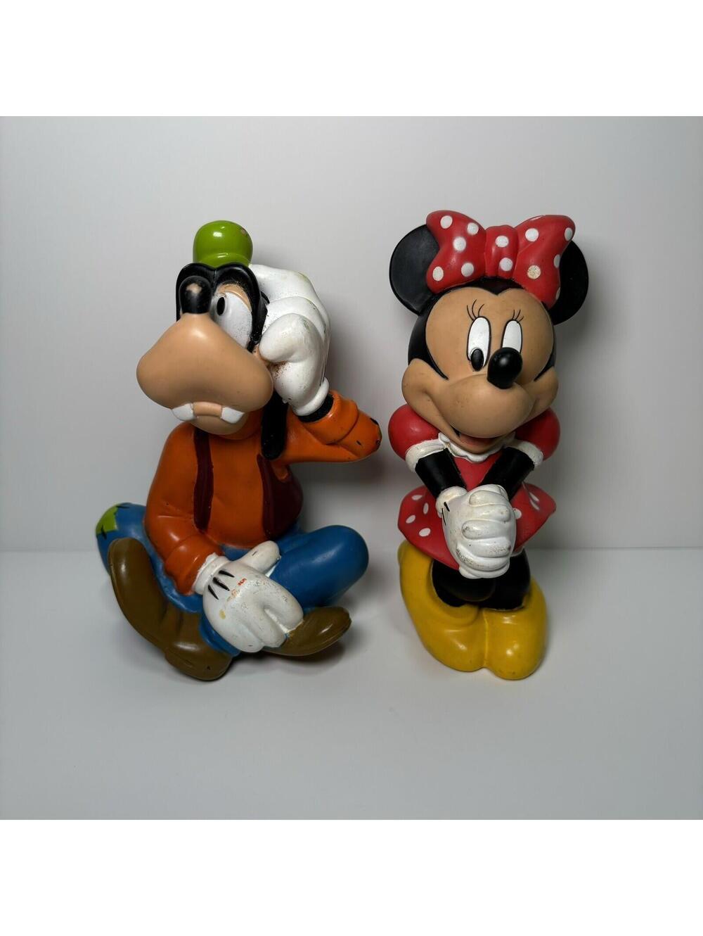 Vintage Walt Disney Minnie Mouse And Goofy Plastic Collectable Toy Figures